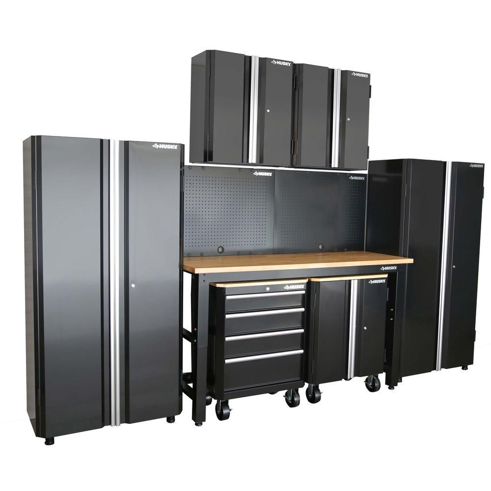 Home Depot Garage Organization
 Husky 98 in H x 145 in W x 24 in D Steel Garage Cabinet