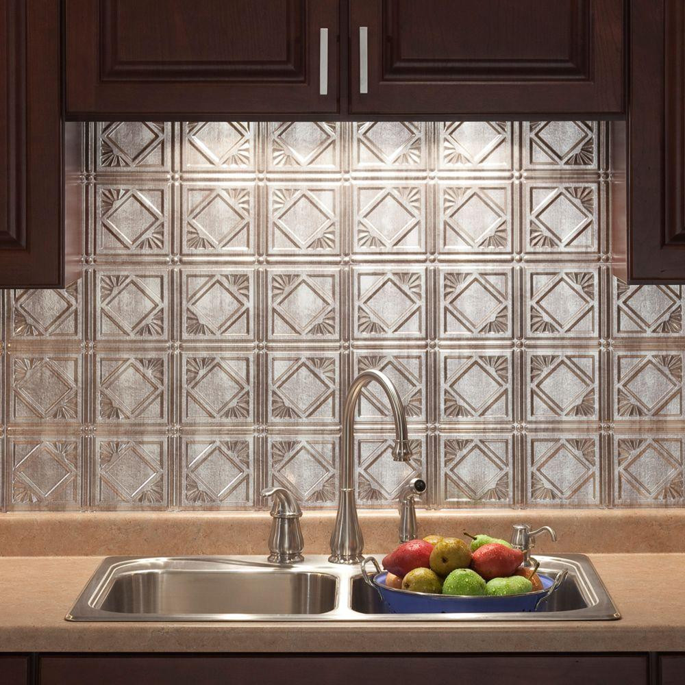 Home Depot Kitchen Tiles Backsplash
 18 in x 24 in Traditional 4 PVC Decorative Backsplash
