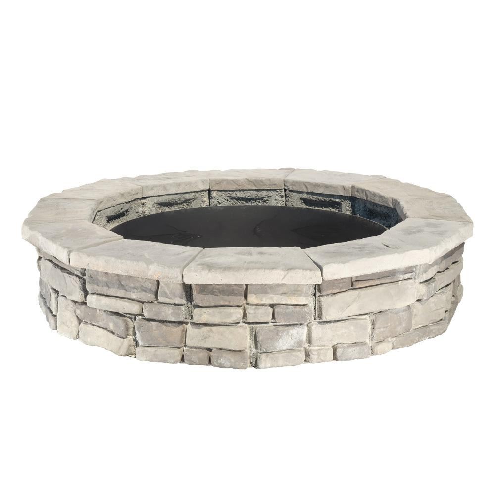 Home Depot Stone Fire Pit
 44 in Random Stone Gray Round Fire Pit Kit RSFPG The