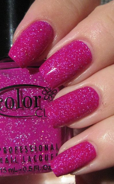 Hot Pink Nails With Glitter
 The 25 best Pink glitter nails ideas on Pinterest