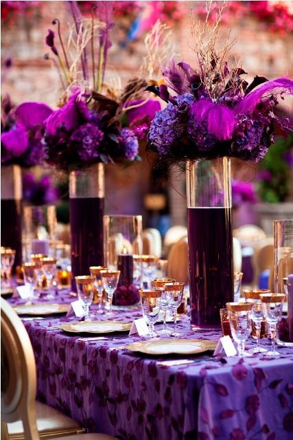 Ideas For Wedding Decorations
 Purple wedding table decor