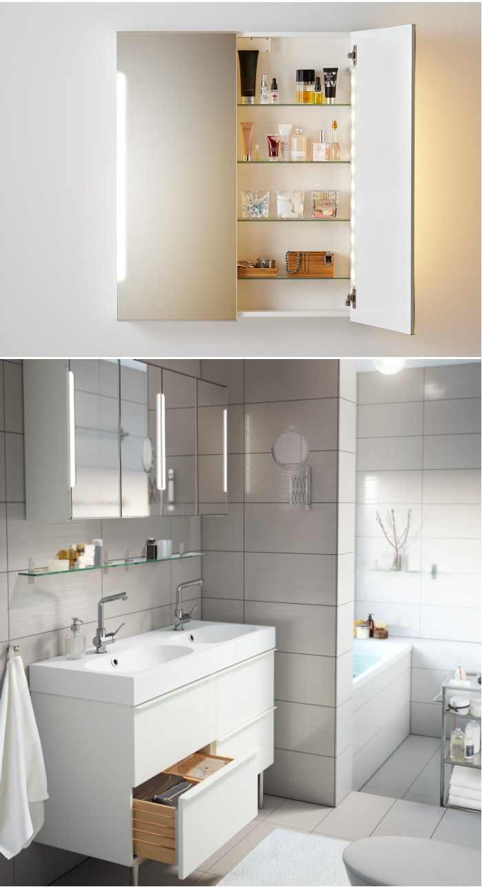 Ikea Bathroom Mirror Cabinet
 STORJORM Mirror cabinet w 2 doors & light white