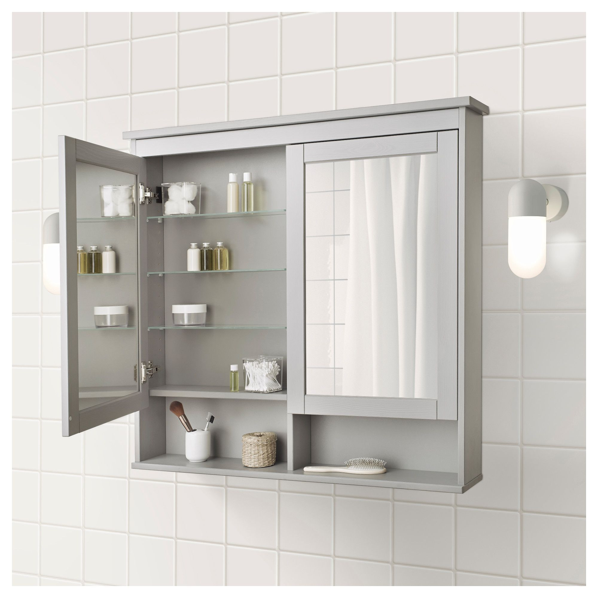 Ikea Bathroom Mirror Cabinet
 IKEA HEMNES Mirror cabinet with 2 doors gray in 2019