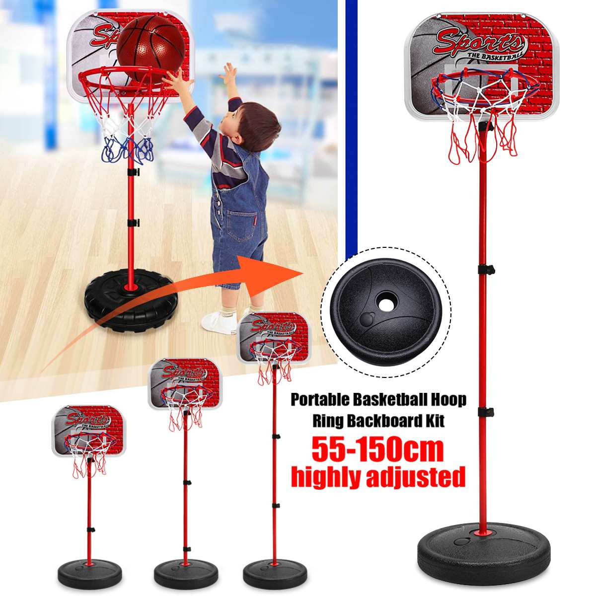 Indoor Basketball Hoop For Kids
 Adjustable Height Children Hanging Basketball Stand Indoor