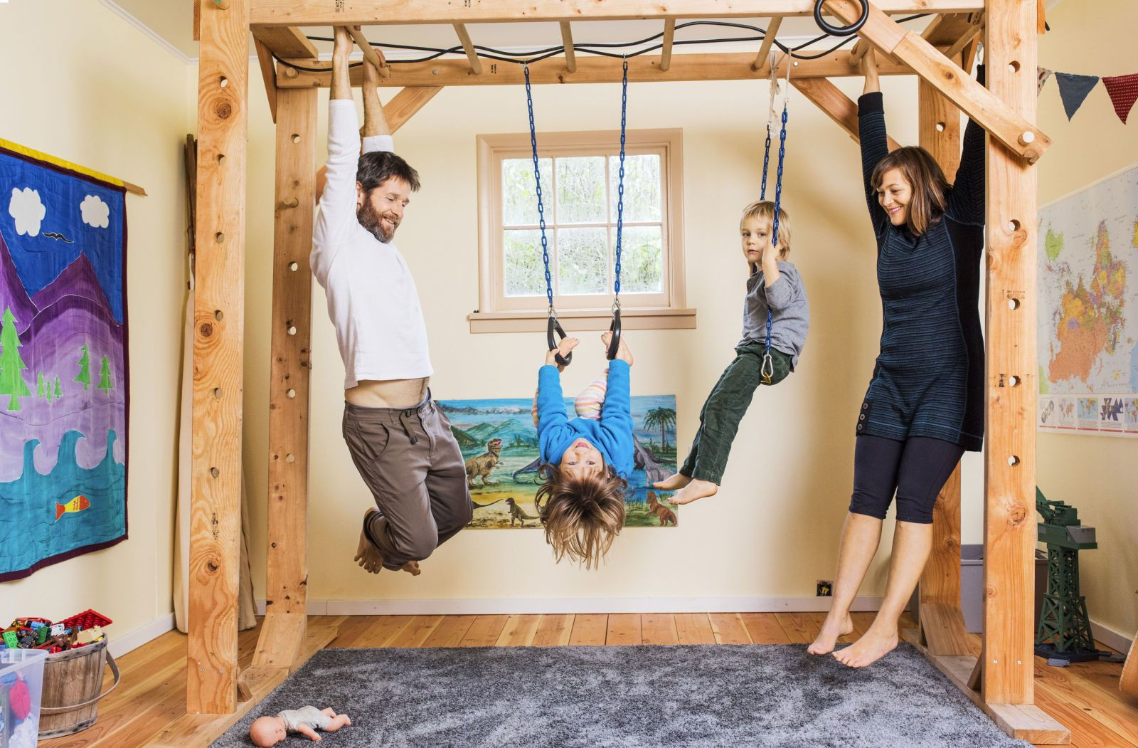 Indoor Monkey Bars Kids
 This Family Traded Mattresses for Monkey Bars