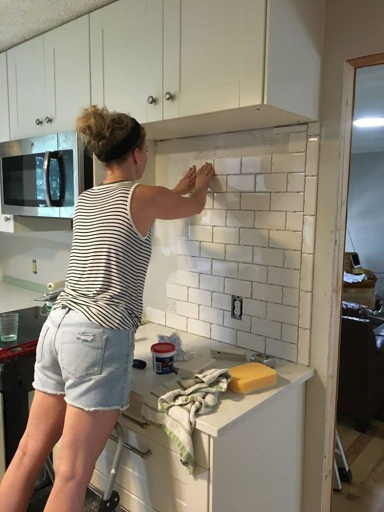 Install Backsplash Tile In Kitchen
 Subway Tile Backsplash Step by Step Tutorial Part e