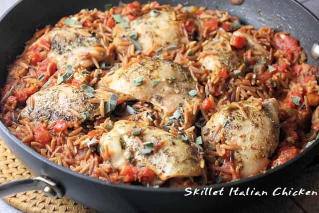 Italian Chicken Thigh Recipes
 Italian Skillet Chicken Thighs with Orzo