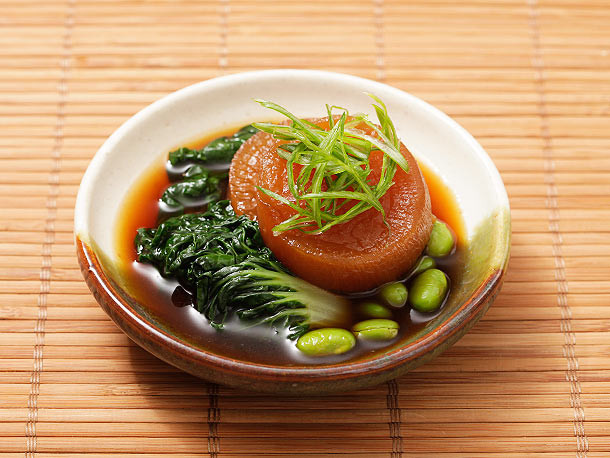 Japanese Food Recipes Vegetarian
 Vegan Japanese Simmered Daikon with Bok Choy and Edamame