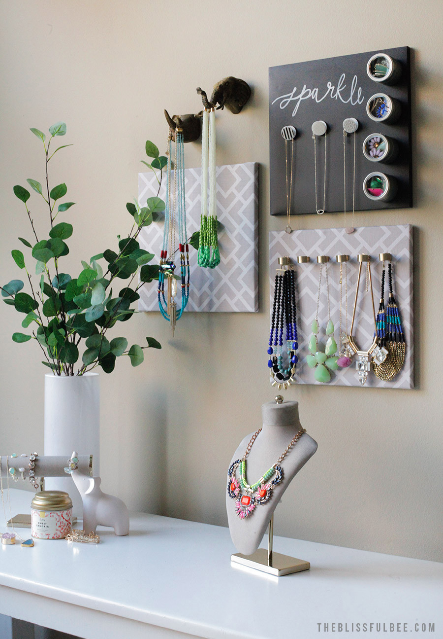 Jewelry Organization DIY
 DIY Hanging Jewelry Organizer – THE BLISSFUL BEE