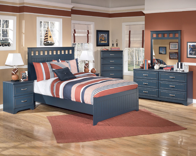 Kids Bedroom Furniture Sets
 Signature Designs by Ashley Leo Blue Panel Bed Set