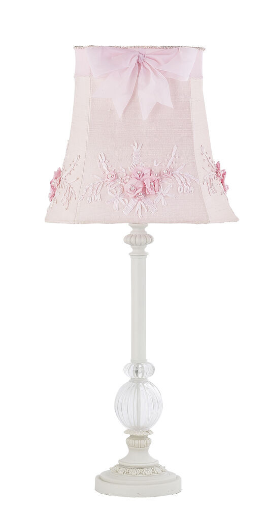 Kids Bedroom Lamps
 Kids Girls White Table Lamp Glass Pink Shade Nursery