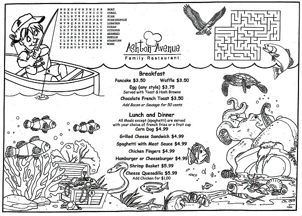 Kids Coloring Placemats
 Children s Menus