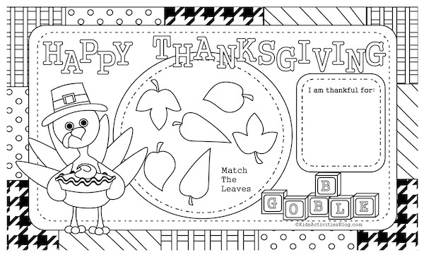 Kids Coloring Placemats
 Here s a lovely thanksgiving placemat to color This