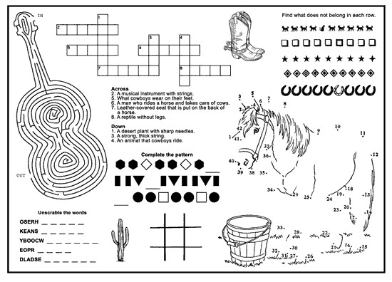 Kids Coloring Placemats
 Western Kids Placemat Menu Back Restaurant Menu Covers