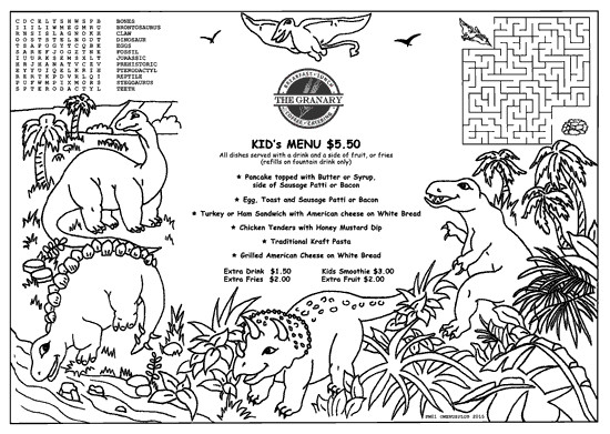 Kids Coloring Placemats
 Children s Menus