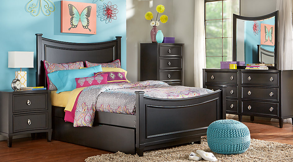 Kids Full Bedroom Sets
 Jaclyn Place Black 5 Pc Twin Panel Bedroom Teen Bedroom