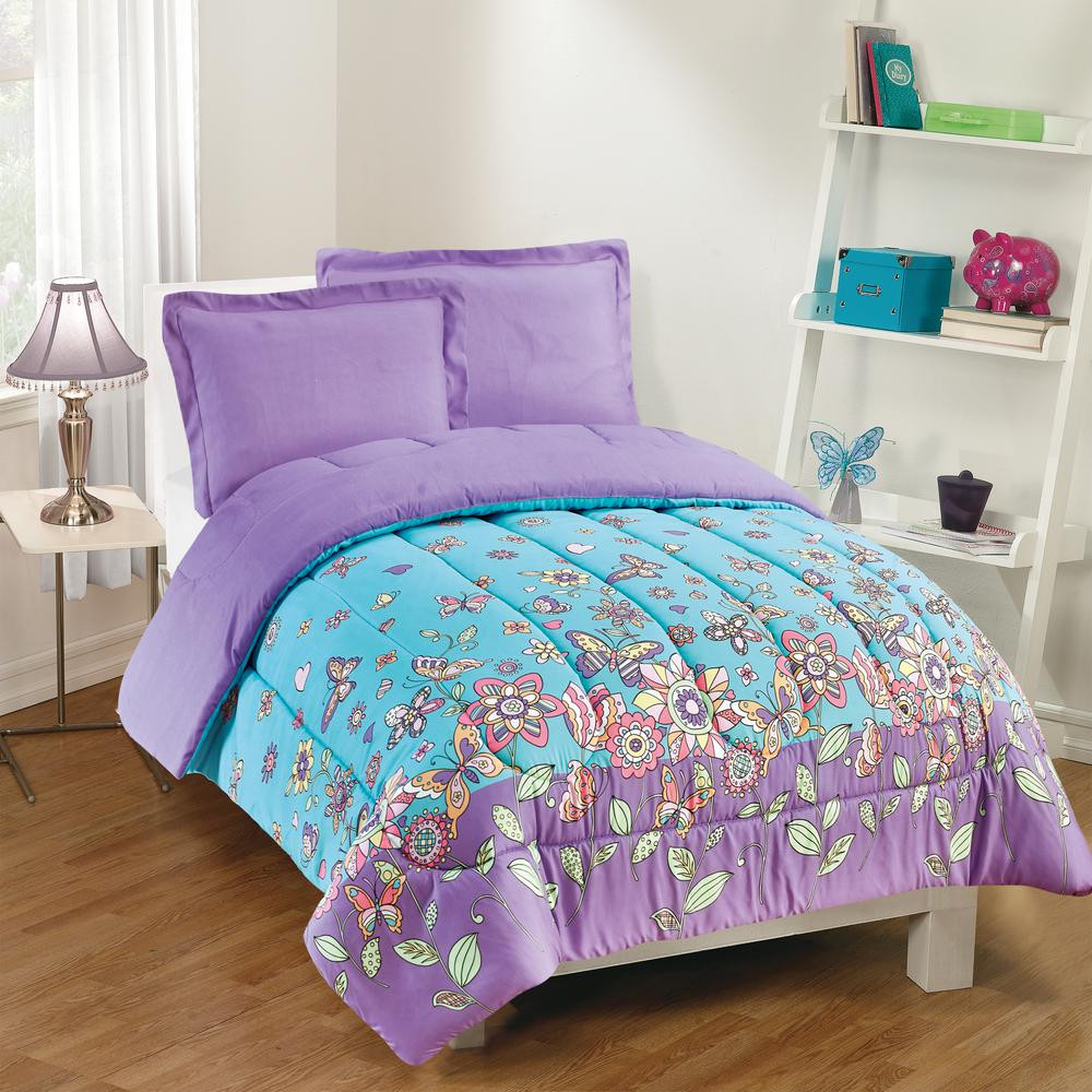 Kids Full Bedroom Sets
 3 Piece Full forter Set Floral Butterfly Lavender Kids