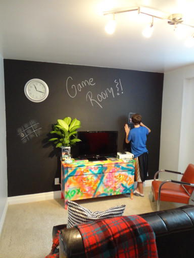 Kids Game Room Decor
 The $100 Chalkboard & Graffiti Guest Game Room Makeover