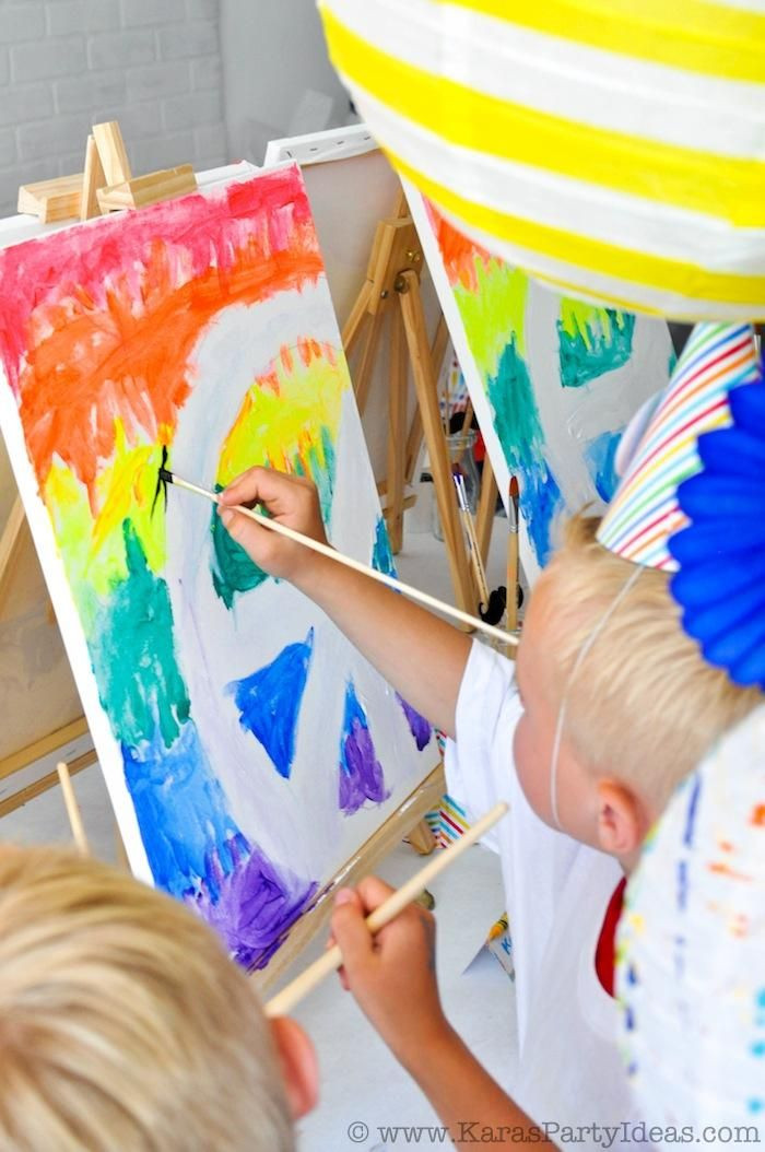 Kids Painting Birthday Party
 Art Colorful Rainbow Themed birthday party planning