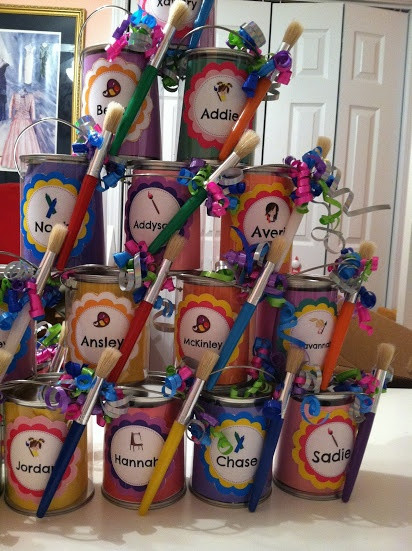 Kids Painting Birthday Party
 Pinkie and The Bean DIY Art Party Paint Can Favors