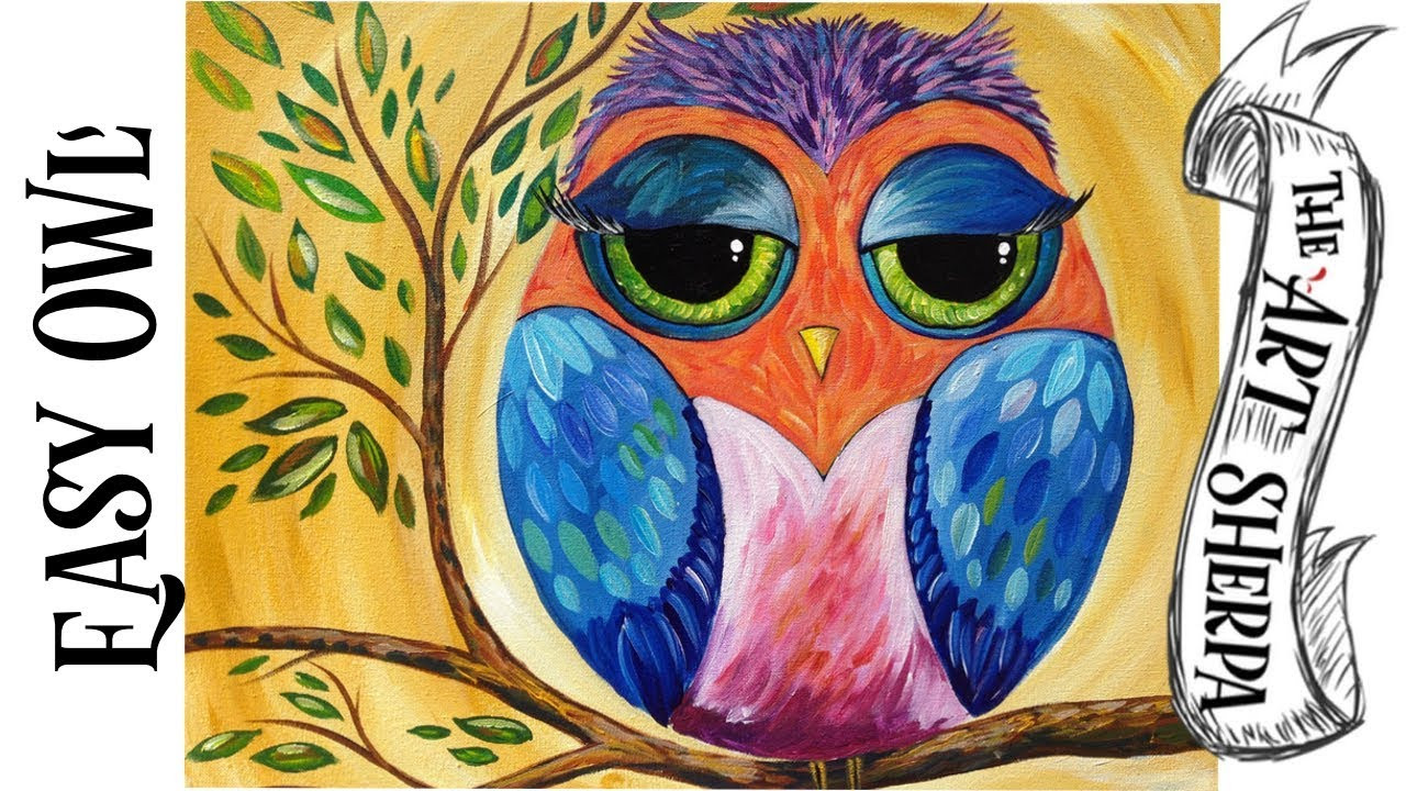 Kids Painting Tutorial
 Colorful Owl painting lesson for beginners a fun online