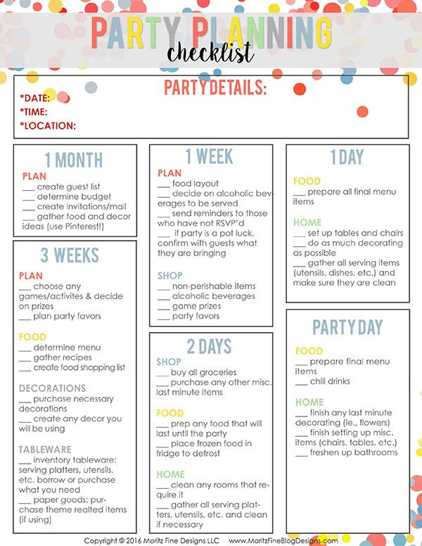 Kids Party Planning
 Easy Party Planning Checklist