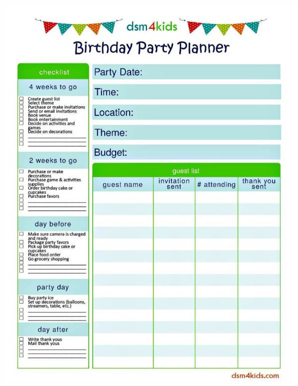Kids Party Planning
 Kids Birthday Party Planner Printable dsm4kids
