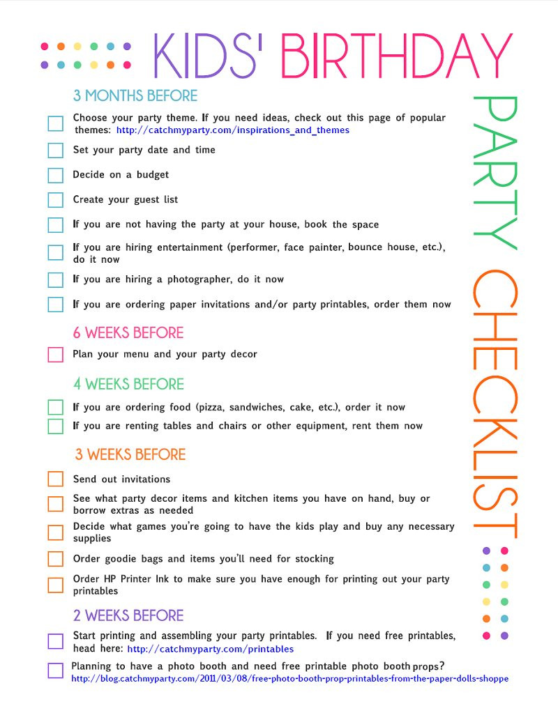 Kids Party Planning
 FREE Printable Kids Party Planning Checklist
