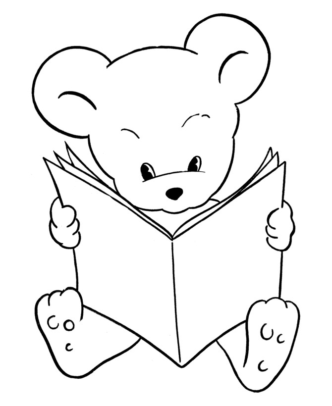 Kids Reading Coloring Pages
 Teddy Bear Coloring Pages