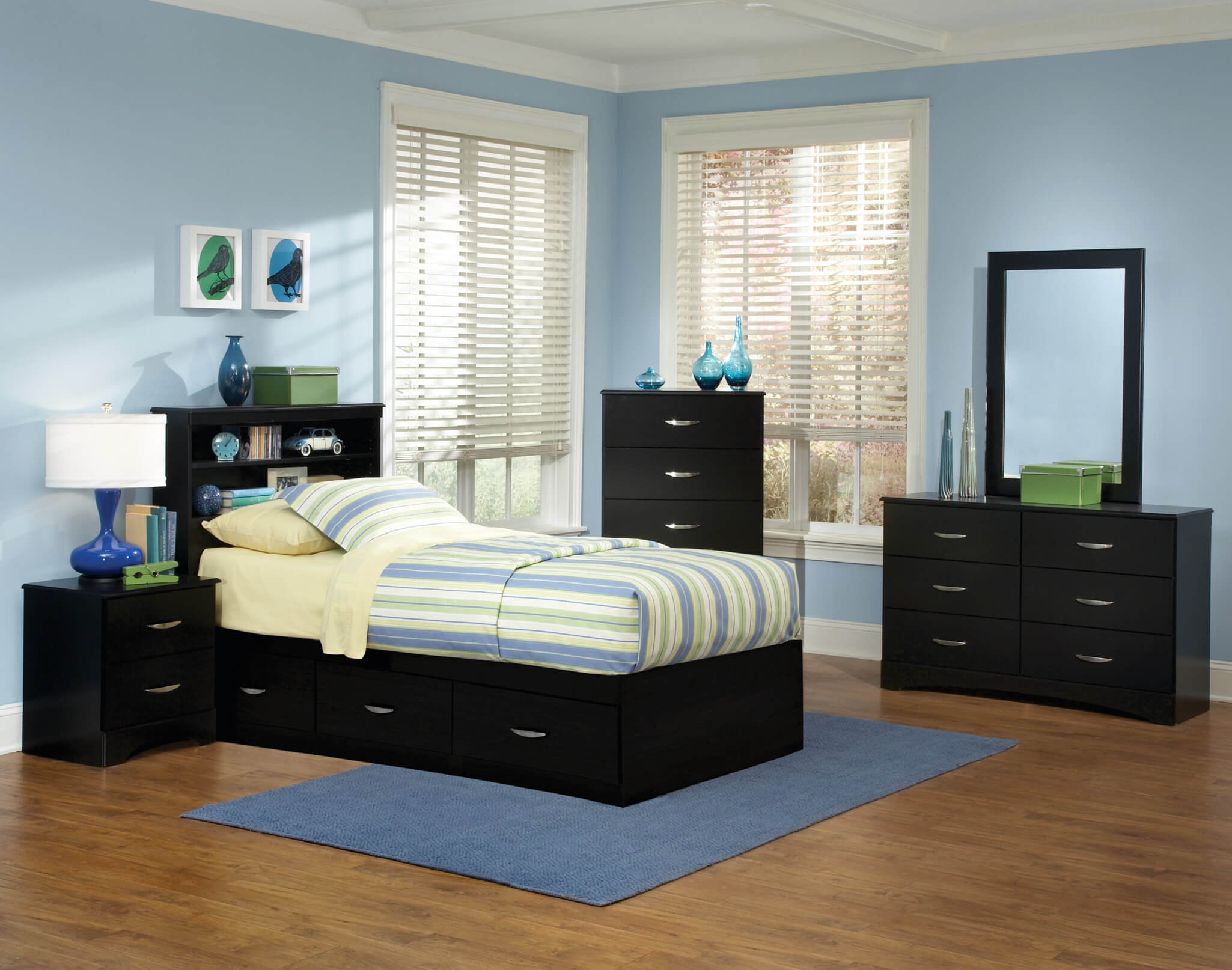 Kids Twin Bedroom Set
 Jacob Twin Black Storage Bedroom Set