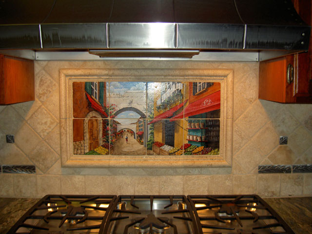 Kitchen Backsplash Murals
 Tile Murals in Small Spaces Mediterranean Kitchen