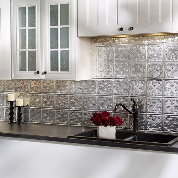 Kitchen Backsplash Tiles For Sale
 Shop Fasade Traditional Style 10 Brushed Aluminum 18 in