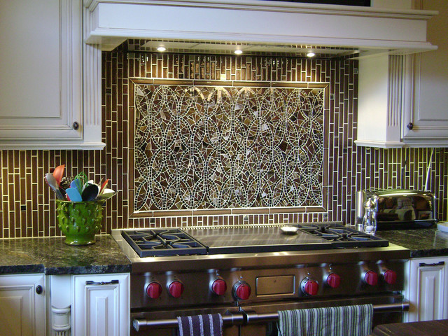 Kitchen Backsplashes Mosaic
 Mosaic Ellipse Kitchen Backsplash and Coordinating Field Tiles