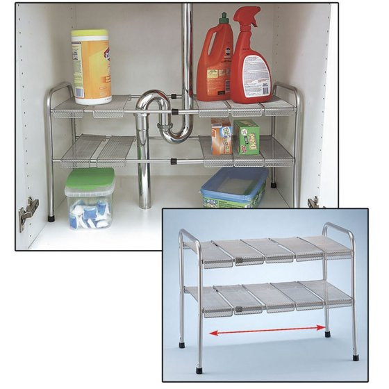 Kitchen Cabinet Organizers Walmart
 2 Tier Expandable Adjustable Under Sink Shelf Storage