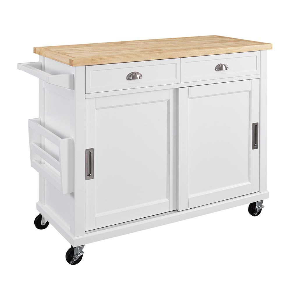 Kitchen Cart With Storage
 Linon Home Decor Sherman White Kitchen Cart With Storage