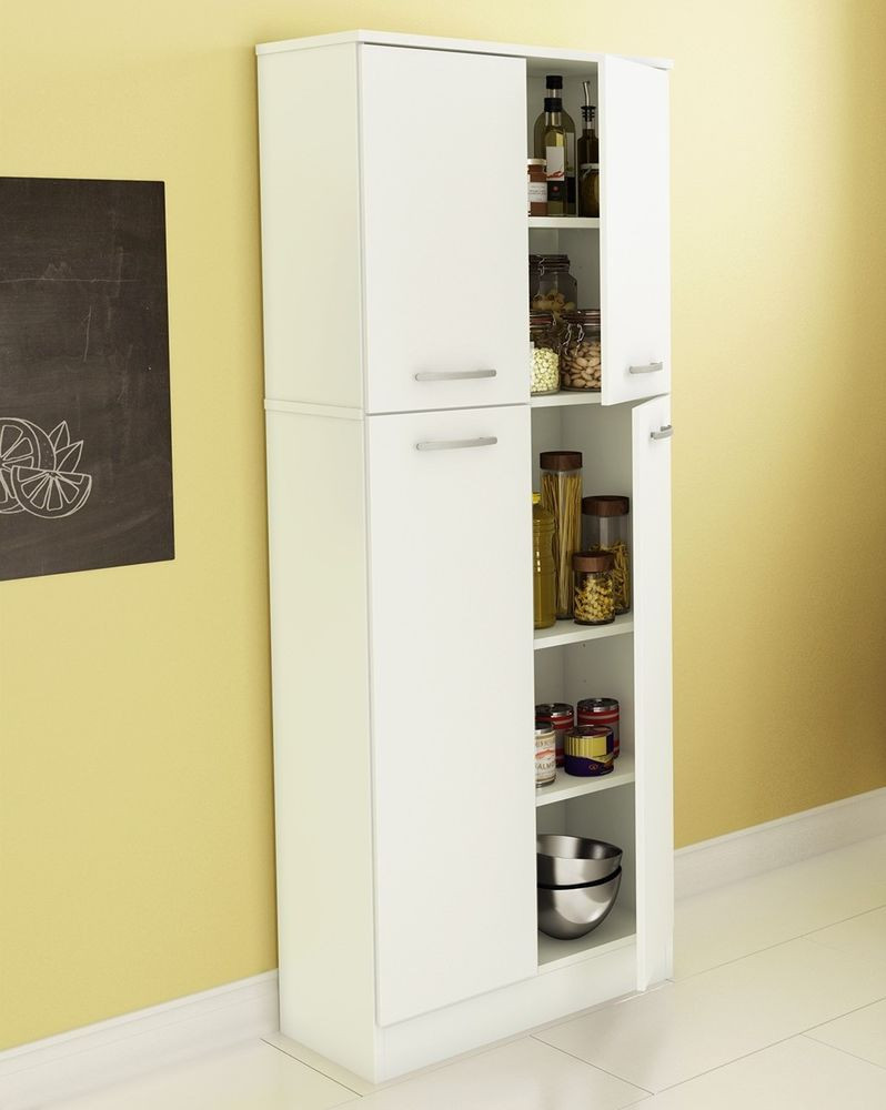 Kitchen Cupboard Storage
 Food Pantry Cabinet White Doors Tall Storage Kitchen