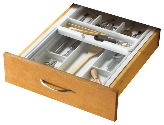 Kitchen Drawers Organizers
 Two Tiered Cutlery Organizers in White Contemporary