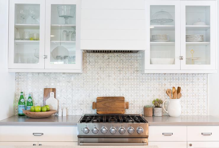 Kitchen Mosaic Backsplash
 Chevron Backsplash Transitional kitchen Behr Silver