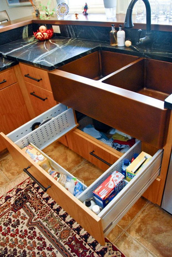 Kitchen Sink Storage
 Creative Under Sink Storage Ideas Hative