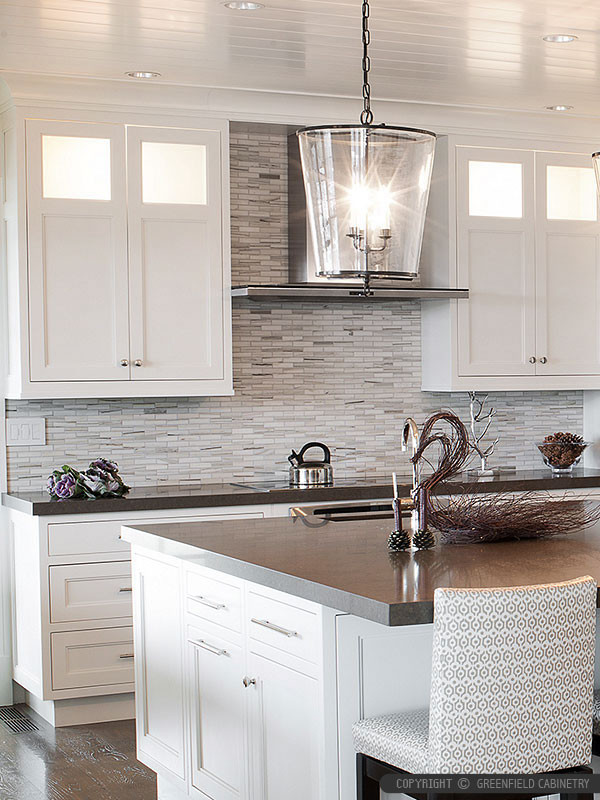 Kitchen White Backsplash
 Modern White Gray Subway Marble Backsplash Tile