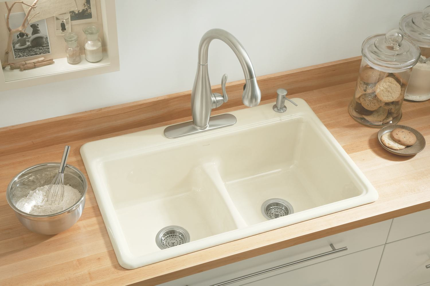 Kohler White Kitchen Sink
 KOHLER K 5838 4 0 Deerfield Smart Divide Self Rimming