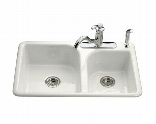 Kohler White Kitchen Sink
 Kohler K 5948 3 0 Efficiency Double Basin Cast Iron
