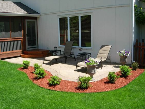 Landscape Around Concrete Patio
 Concrete patios Patio and Outdoor landscaping on Pinterest