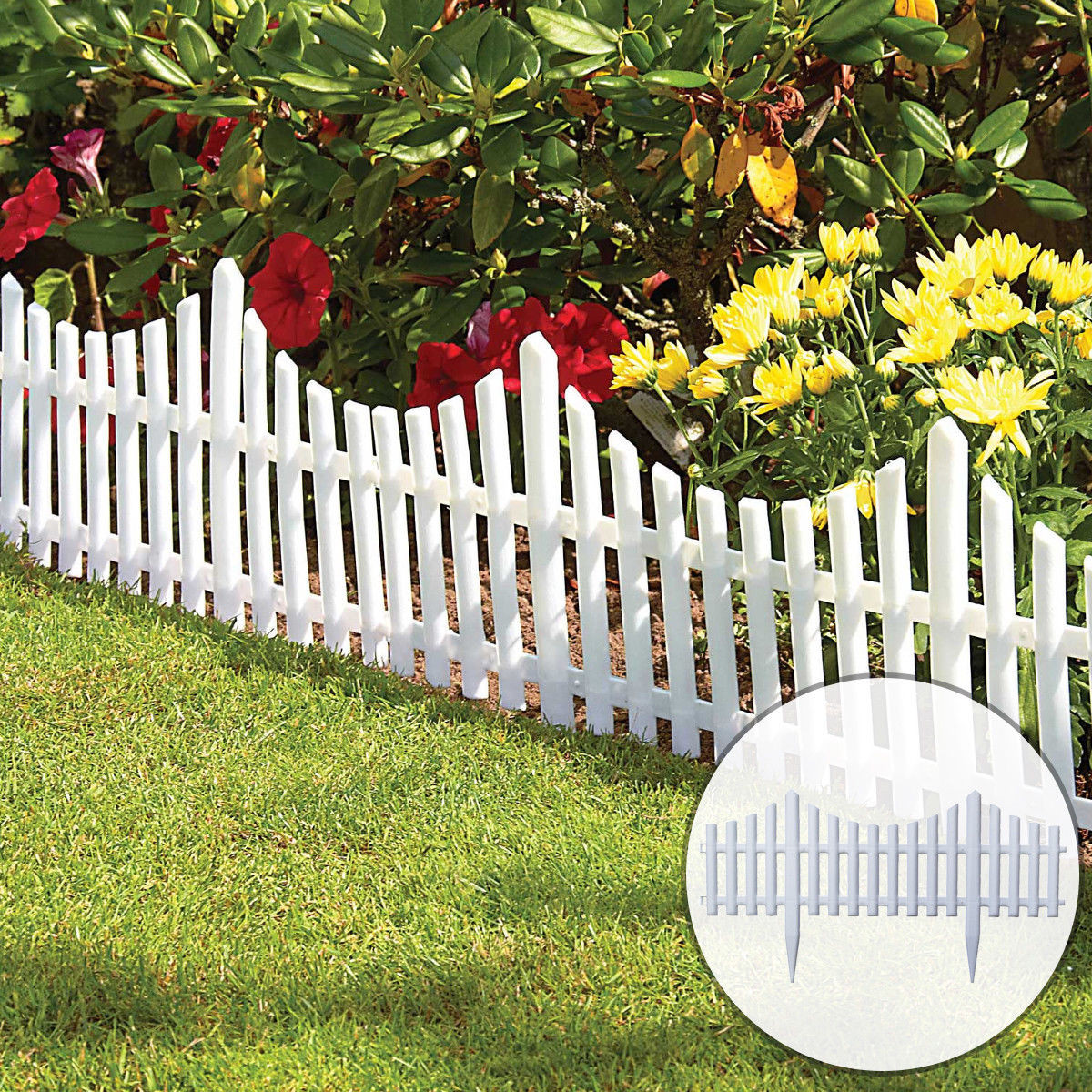 Landscape Fence Edging
 4 White Plastic Wooden Effect Lawn Border Edge Garden