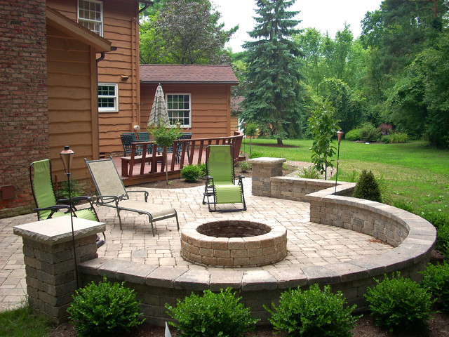 Landscaping Around Patio Ideas
 Backyard Fire Pit Traditional Patio cleveland by