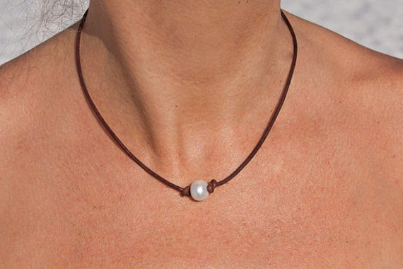 Leather Necklace With Pearl
 Leather pearl necklace pearl leather jewelry collection