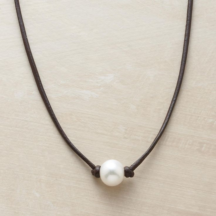 Leather Necklace With Pearl
 57 Pearls And Leather Necklace Pearl And Leather Necklace