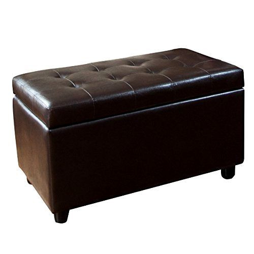 Leather Storage Ottoman Bench
 Leather Storage Ottoman Bench Foot Stool Tufted Seat