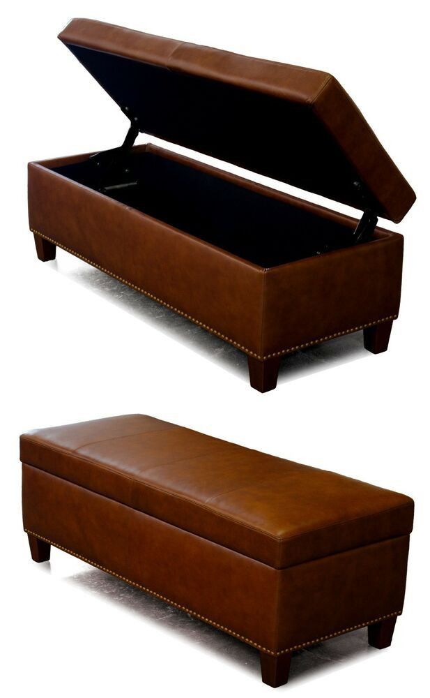 Leather Storage Ottoman Bench
 Genuine Leather Storage Bench Coffee Table Oversized