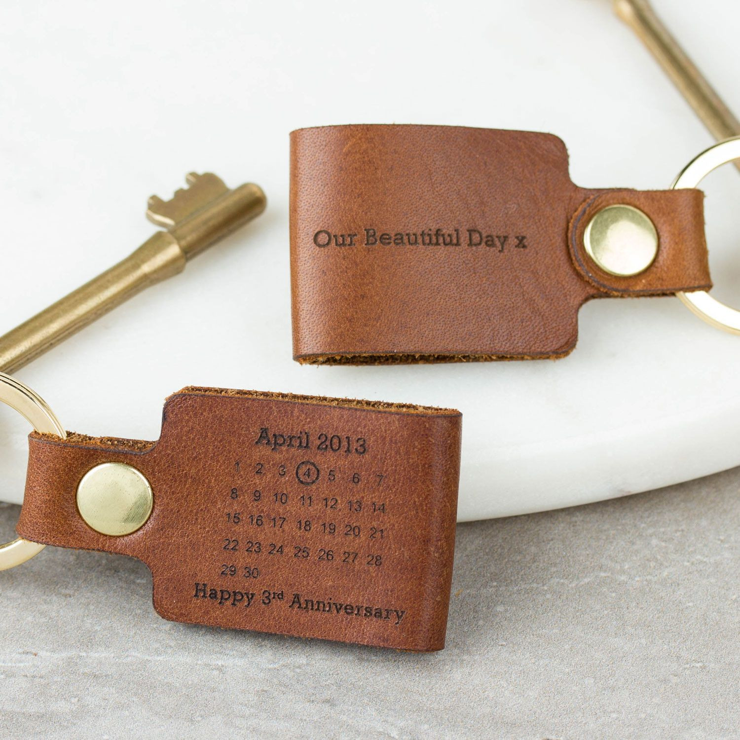Leather Third Anniversary Gift Ideas
 Personalised Third Anniversary Leather Keyring